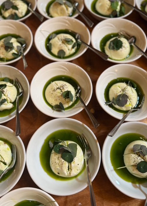 Fennel & Clove Wedding Catering & Sepcial Event Catering - Cumbria, The Lake District & southern scotland - burrata & basil oil accompaniment to sharing bread stater